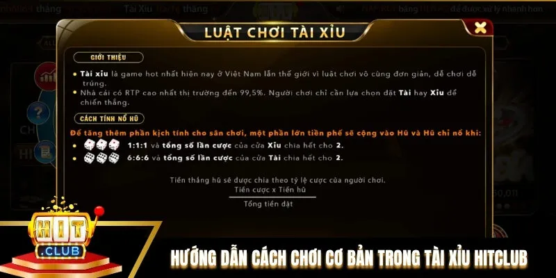 Hướng dẫn cách chơi cơ bản trong siêu phẩm Tài Xỉu Hitclub